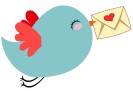Bild: Taube mit einem Brief im Schnabel